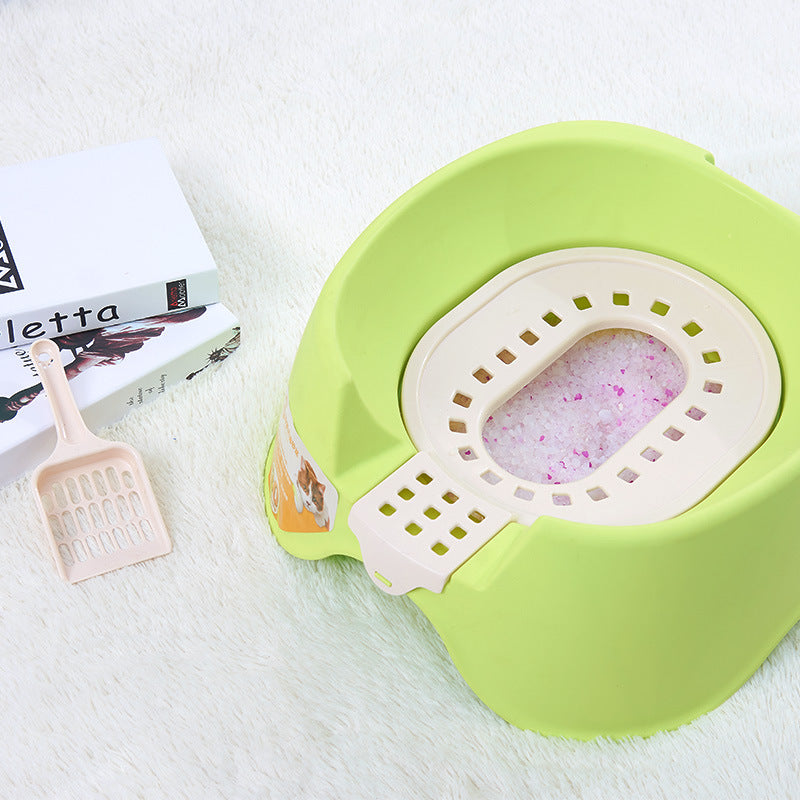 Semi-Enclosed Cat Litter Box with Antibacterial Features