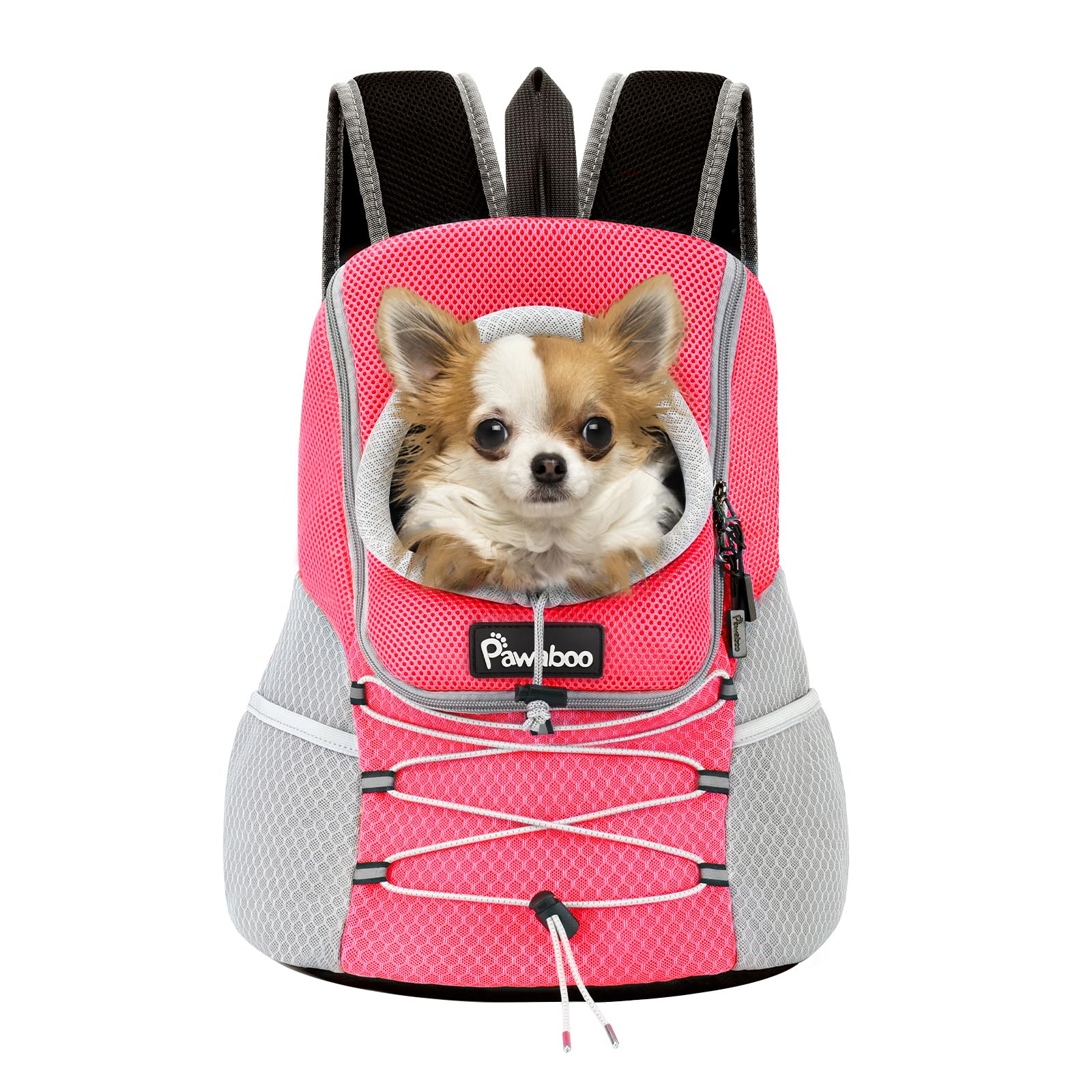 Pawaboo Pet Dog Carrier Backpack Puppy Dog Travel Front Carrier for Small Medium Dogs Cats Adjustable Breathable Dog Carrying Backpack with Safety Strips for Hiking Walking (Pink M Up to 10 lbs)