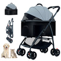ZHUOKECE 3-in-1 Pet Dog Stroller Folding Lightweight Dog Stroller Cat Travel Stroller Up to 55lbs Dog Wagon Travel Carrier Pet Jogger Wagon with Basket for Medium Small Dogs (Grey)