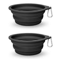2 Pack Collapsible Dog Travel Bowls (21oz/600ml) 100% Food Grade Silicone Integrated Molding No Plastic Rim Portable Pet Feeding Watering Dishes for Outdoors with Clasp BPA Free