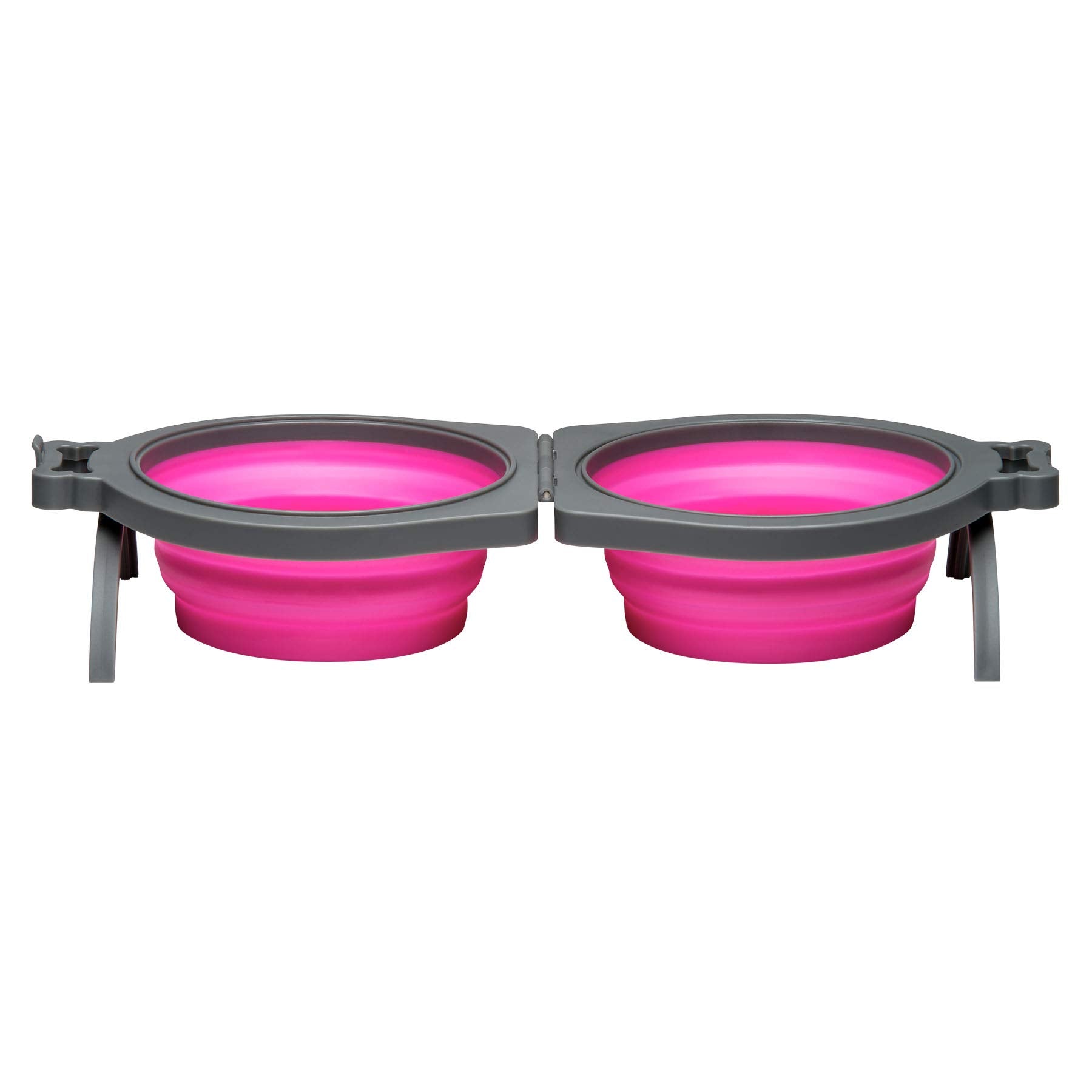 Loving Pets - Bella Roma Double Diner Portable Travel Dog Bowls Collapsible Combined Dog Food & Water Bowls (Pink Medium)