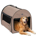 Veehoo Collapsible Dog Crates for Large Dogs - Portable Dog Travel Crate with A Storage Bag Soft Sided Foldable Dog Kennel for Indoor & Outdoor Use 40 * 29 * 29 inch Beige Coffee