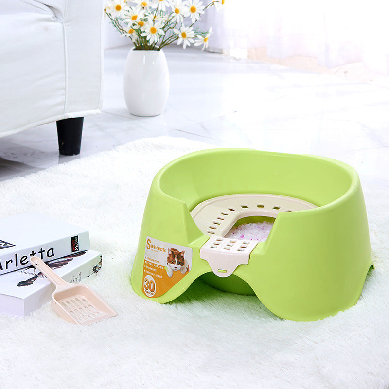 Semi-Enclosed Cat Litter Box with Antibacterial Features